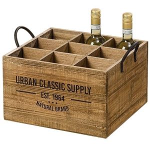 Arredamento, decorazione – cassetta portabottiglie da vino – rustico, vintage – materiale: legno – colore: marrone naturale – dim. ca 40 cm