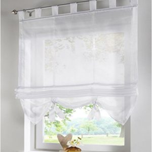 colore grigio tenda da finestra in voile trasparente con decorazione con nappe bagno Tenda a pacchetto per cucina 60 x 140 cm SIMPVALE balcone 