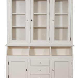 Biscottini Libreria in legno di tiglio 226x172x41 cm Made in Italy | Libreria legno massello | Buffet libreria classica | credenza shabby