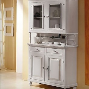 EsteaMobili CREDENZA NAPOLETANA Base + Alzata CRISTALLIERA Colore Bianco Laccato