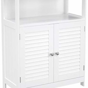 VASAGLE Mobile da Bagno, Mobiletto da Bagno e Cucina, Armadietto con Anta Doppia a Persiana, 30 x 60 x 80 cm, Bianco BBC40WT