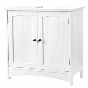 VASAGLE Mobiletto Sottolavandino Armadietto Sottolavabo Scaffale per Il Bagno con 2 Ante 2 Scompartimenti Ripiani Regolabili a Prova di umidità 60 x 30 x 60 cm Bianco BBC01WT